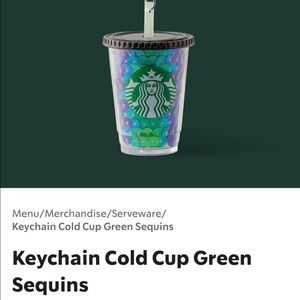 Starbucks cold cup green sequins keychain